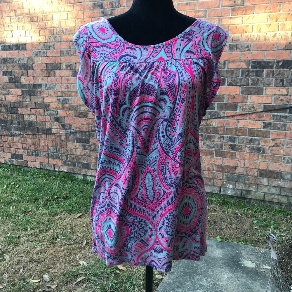 5/$25 NWT RXB Paisley Pink & Blue Blouse - Picture 3 of 4